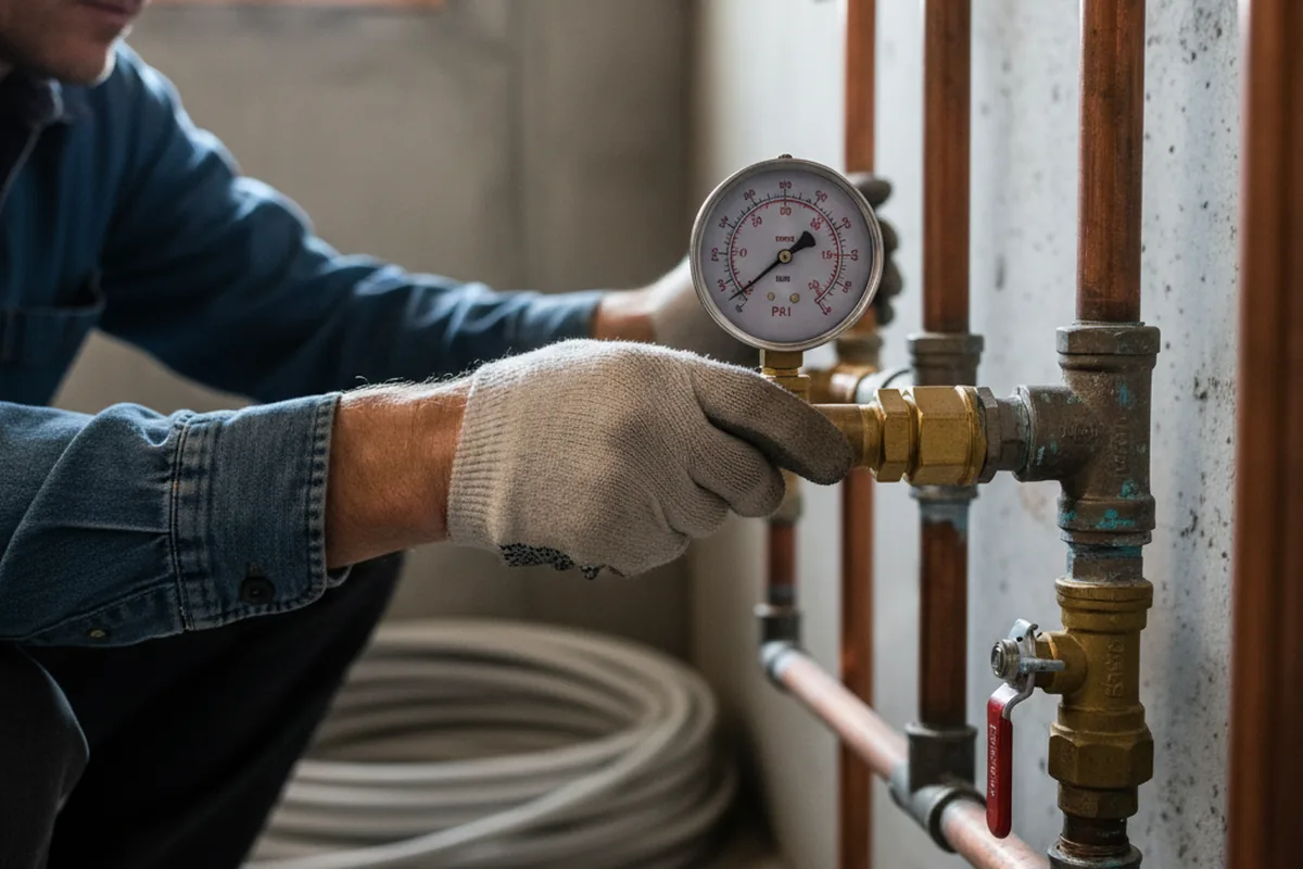 Pressure testing a repaired line during Water Line Repair in Thornton
